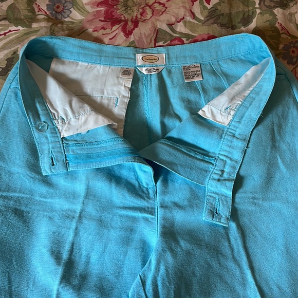 Vtg TALBOTS size 12 Caribbean Blue Irish Linen High Rise Flat Front Ankle NEW - Picture 10 of 14